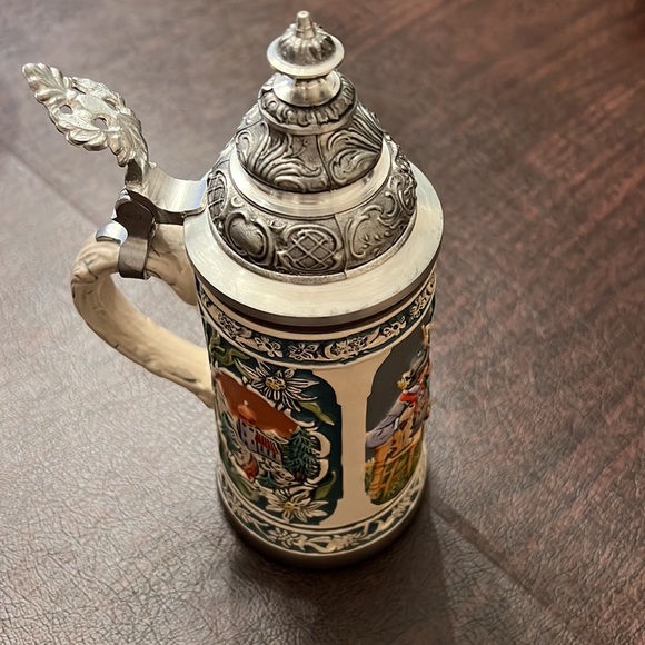 Vintage Gerz Tyrolean Tankard Limited Edition Pewter Lidded German Beer Stein - Picture 2 of 8